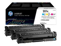 HP 201X - 3 pakker - Højtydende - gul, cyan, magenta - original - LaserJet - tonerpatron (CF253XM) - for Color LaserJet Pro M252n, MFP M274n, MFP M277c6, MFP M277dw, MFP M277n CF253XM