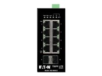 Eaton Tripp Lite series 8-Port Managed Industrial Gigabit Ethernet Switch - 10/100/1000 Mbps, 2 GbE SFP Slots, -40° to 75°C, DIN Mount - Switch - Administreret - 8 x 10/100/1000 + 2 x Gigabit SFP (uplink) - DIN monterbar på skinne - DC power - TAA-kompatibel NGI-M08C2