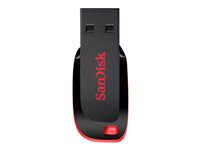 SanDisk Cruzer Blade - USB flashdrive - 32 GB - USB 2.0 - rød, glat sort SDCZ50-032G-B35