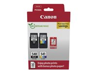 Canon PG-540/CL-541 Photo Paper Value Pack - 2 pakker - sort, farve (cyan, magenta, gul) - original - hængekasse - blækpatron/papirsæt - for PIXMA MG3250, MG3550, MG3650, MG4250, MX395, MX455, MX475, MX525, MX535, TS5150, TS5151 5225B013