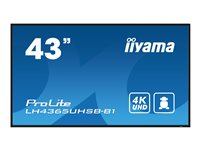 iiyama ProLite LH4365UHSB-B1 - 43" Diagonal klasse (42.5" til at se) LED-bagbelyst LCD paneldisplay - digital skiltning - Android - 4K UHD (2160p) 3840 x 2160 - sort LH4365UHSB-B1