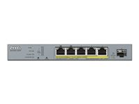 Zyxel GS1350-6HP - Switch - smart - 5 x 10/100/1000 (PoE+) + 1 x Gigabit SFP (uplink) - desktop - PoE+ (60 W) GS1350-6HP-EU0101F