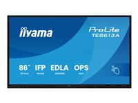 iiyama ProLite TE8613A-B1AG - 86" Diagonal klasse (85.6" til at se) LED-bagbelyst LCD paneldisplay - interaktiv digital skiltning - med berøringsskærm (multiberøring)/valgfri slot-in PC-kapacitet - 4K UHD (2160p) 3840 x 2160 - sort kant med mat finish TE8613A-B1AG