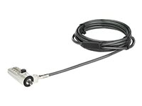 StarTech.com 6.5? (2m) Laptop Cable Lock, 4 Digit Combination Laptop/Desktop Security Cable Lock for Wedge Slot Computers/Laptops, Anti-Theft Vinyl-Coated Steel Combo Cable Lock, Portable - Wedge Slot Laptop Lock (LTLOCKNBL) - Sikkerhedskabelslås - sort, sølv - 2 m - TAA-kompatibel LTLOCKNBL