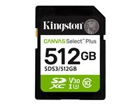 Kingston Canvas Select Plus - Flashhukommelseskort - 512 GB - Video Class V30 / UHS-I U3 / Class10 - SDXC UHS-I SDS3/512GB