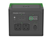 Schneider OffGrid 500 - Transportabel strømstation - LCD, 2 BS1363 stik, sinuskurve, 3 USB-A, 2 USB-C, trådløs oplader - AC 195 - 265 / DC 12 -30 V - 500 Watt - Litiumion - 517 Wh - output-stikforbindelser: 2 - United Kingdom - sort, grøn PPS500-UK