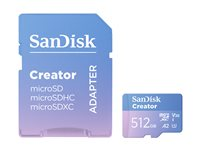 SanDisk Creator - Flashhukommelseskort (microSDXC til SD adapter inkluderet) - 512 GB - A2 / Video Class V30 / UHS-I U3 - microSDXC UHS-I SDSQXAV-512G-GN6MS