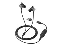 Logitech Zone Wired Earbuds - Headset - i øret - kablet - 3,5 mm jackstik - støjisolerende - grafit - Certified for Microsoft Teams 981-001009