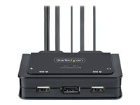 StarTech.com 2-Port Hybrid USB-C DisplayPort Cable KVM Switch, 4K 60Hz, Compact KVM with 6ft/1.8m USB-A/DisplayPort/Audio & 4ft/1.2m USB-C Integrated Host Cables, Bus Powered - Remote Push Button/Hotkey Switching (C2-D46-UAC-CBL-KVM) - KVM / audio / USB switch - kompakt - 2 x KVM / audio / USB - 1 lokalbruger - desktop C2-D46-UAC-CBL-KVM