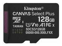 Kingston Canvas Select Plus - Flashhukommelseskort - 128 GB - A1 / Video Class V10 / UHS-I U1 / Class10 - microSDXC UHS-I SDCS3/128GBSP