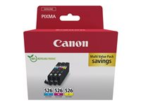 Canon CLI-526 C/M/Y Multi pack - 3 pakker - 9 ml - gul, cyan, magenta - original - blækbeholder - for PIXMA iP4850, iP4950, iX6550, MG5150, MG5250, MG5350, MG6150, MG6250, MX895 4541B018