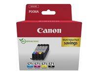Canon CLI-571 C/M/Y/BK Multipack - 4 pakker - 7 ml - sort, gul, cyan, magenta - original - blækbeholder - for PIXMA TS5051, TS5053, TS5055, TS6050, TS6051, TS6052, TS8051, TS8052, TS9050, TS9055 0386C008