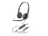 HP Poly Blackwire 3225 - Blackwire 3200 Series - headset - på øret - kablet - 3,5 mm jackstik, USB-C - sort - Certified for Skype for Business, Cisco Jabber Certified, Avaya Certified, UC-certificeret 8X229A6