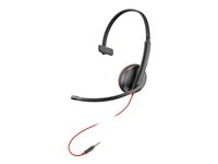 Poly Blackwire 3215 - Blackwire 3200 Series - headset - på øret - kablet - 3,5 mm jackstik, USB-C - sort - Certified for Skype for Business, Avaya Certified, Cisco Jabber Certified, UC-certificeret 8X227AA