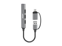 PORT Connect - Hub - USB-C/USB-A, slim - 3 x USB 2.0 + 1 x SuperSpeed USB - desktop 900160