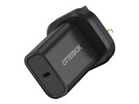 OtterBox - ProPack Packaging - strømforsyningsadapter - 20 Watt - PD (24 pin USB-C) - sort - United Kingdom 78-81364