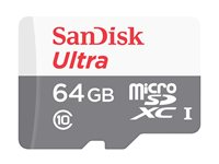 SanDisk Ultra - Flashhukommelseskort (microSDHC til SD adapter inkluderet) - 64 GB - Class 10 - microSDXC UHS-I SDSQUNR-064G-GN3MA