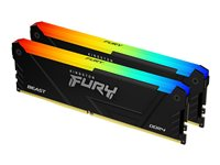 Kingston FURY Beast RGB - DDR4 - sæt - 32 GB: 2 x 16 GB - DIMM 288-PIN - 3600 MT/s / PC4-28800 - CL18 - 1.35 V - ikke bufferet - ikke-ECC - sort KF436C18BB2AK2/32