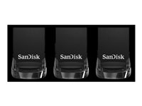 SanDisk Ultra Fit - USB flashdrive - 32 GB - USB 3.1 - sort (pakke med 3) SDCZ430-032G-G46T
