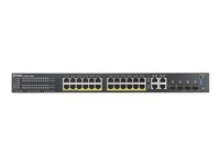 Zyxel GS2220-28HP - Switch - Administreret - 24 x 10/100/1000 (PoE+) + 4 x combo Gigabit SFP - monterbar på stativ - PoE+ (375 W) GS2220-28HP-EU0101F