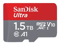 SanDisk Ultra - Flashhukommelseskort (microSDXC til SD adapter inkluderet) - 1.5 TB - A1 / UHS Class 1 / Class10 - microSDXC UHS-I SDSQUAC-1T50-GN6MA