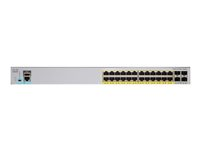 Cisco Catalyst 2960L-24PQ-LL - Switch - Administreret - 24 x 10/100/1000 (PoE+) + 4 x 1 Gigabit / 10 Gigabit SFP+ - desktop, monterbar på stativ - PoE+ (195 W) WS-C2960L-24PQ-LL