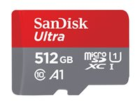 SanDisk Ultra - Flashhukommelseskort (microSDXC til SD adapter inkluderet) - 512 GB - A1 / UHS Class 1 / Class10 - microSDXC UHS-I SDSQUAC-512G-GN6MA