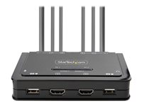 StarTech.com 2-Port Dual-Monitor HDMI Cable KVM Switch, 4K 60Hz, Compact KVM with 5ft/1.5m USB-A/HDMI/Audio Integrated Cables, Bus Powered - Remote Push Button/Hotkey Switching (C2-DH46-UA2-CBL-KVM) - KVM / audio / USB switch - kompakt - 2 x KVM / audio / USB - 1 lokalbruger - desktop C2-DH46-UA2-CBL-KVM