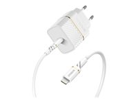 OtterBox Wall Charger - Strømforsyningsadapter - 20 Watt - 3 A - PD 3.0, USB BC 1.2 (24 pin USB-C) - støvsky-hvid 78-80480