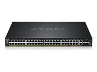 Zyxel XGS2220 Series XGS2220-54FP - Switch - L3-adgang, NebulaFLEX Cloud, 960 W - Administreret - 48 x Gigabit Ethernet + 6 x 10 Gigabit (uplink) - desktop, monterbar på stativ - PoE++ (960 W) XGS2220-54FP-EU0101F