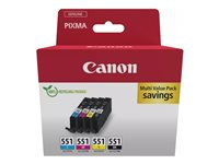 Canon CLI-551 BK/C/M/Y Multipack - 4 pakker - 7 ml - sort, cyan, magenta, gul - original - boks - blækbeholder - for MAXIFY MG6650; PIXMA iP8750, iX6850, MG5550, MG5650, MG6650, MG7550, MX725; PIXUS MG7550 6509B015