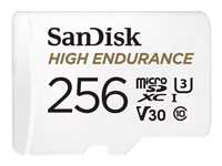 SanDisk High Endurance - Flashhukommelseskort (microSDXC til SD adapter inkluderet) - 256 GB - Video Class V30 / UHS-I U3 / Class10 - microSDXC UHS-I SDSQQNR-256G-GN6IA