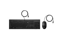 HP 225 - Sæt med mus og tastatur - ambidextrous, 3-zoners layout, standard tastetryk - full size - QWERTY - Pan Nordic - sort AX2Y7AA#UUW