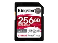 Kingston Canvas React Plus - Flashhukommelseskort - 256 GB - Video Class V90 / UHS-II U3 / Class10 - SDXC UHS-II SDR2/256GB