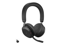 Jabra Evolve2 75 - Headset - på øret - Bluetooth - trådløs - aktiv støjfjerning - USB-A - støjisolerende - sort - med opladningsstander - Optimeret til UC 27599-989-989
