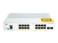 Cisco Catalyst 1000-16P-2G-L - Switch - Administreret - 16 x 10/100/1000 (PoE+) + 2 x Gigabit SFP (uplink) - monterbar på stativ - PoE+ (120 W) C1000-16P-2G-L