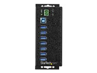 StarTech.com 7 Port USB Hub with Power Adapter, Surge Protection, Metal Industrial USB 3.0 Data Transfer Hub, Din Rail, Wall or Desk Mountable, High Speed USB 3.1/USB 3.2 Gen 1 5Gbps Hub - Windows/macOS/Linux (HB30A7AME) - Hub - 7 x USB 3.2 Gen 1 - DIN monterbar på skinne, væg-monterbar - TAA-kompatibel - for P/N: ITB20D3250 HB30A7AME