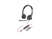 HP Poly Blackwire 3325 - Blackwire 3300 series - headset - på øret - kablet - 3,5 mm jackstik, USB-C - sort - UC-certificeret 8X221AA