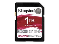 Kingston Canvas React Plus - Flashhukommelseskort - 1 TB - Video Class V60 / UHS-II U3 / Class10 - SDXC UHS-II SDR2V6/1TB