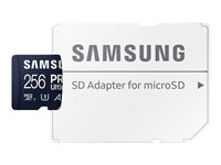 Samsung PRO Ultimate MB-MY256SA - Flashhukommelseskort (SD adapter inkluderet) - 256 GB - A2 / Video Class V30 / UHS-I U3 - microSDXC UHS-I - blå MB-MY256SA/WW