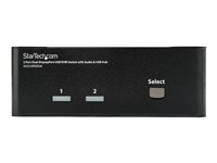 StarTech.com Dual Monitor DisplayPort KVM Switch - 2 Port - USB 2.0 Hub - Audio and Microphone - DP KVM Switch (SV231DPDDUA) - KVM / audio-switch - 2 x KVM / audio - 1 lokalbruger - desktop - for P/N: IM12D1500P, SVA12M2NEUA, SVA12M5NA SV231DPDDUA