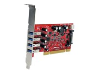 StarTech.com 4 Port PCI SuperSpeed USB 3.0 Adapter Card with SATA/SP4 Power - Quad Port PCI USB 3 Controller Card (PCIUSB3S4) - USB-adapter - PCI-X lavprofil - USB 3.0 x 4 - rød - for P/N: HBS304A24A, S3510BMU33, S3510SMU33, UNI251BMU33, USB221SS PCIUSB3S4