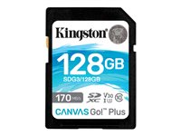 Kingston Canvas Go! Plus - Flashhukommelseskort - 128 GB - Video Class V30 / UHS-I U3 / Class10 - SDXC UHS-I SDG3/128GB