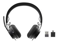 Logitech UC Zone Wireless - Headset - på øret - Bluetooth - trådløs - aktiv støjfjerning 981-000914