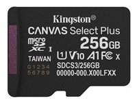 Kingston Canvas Select Plus - Flashhukommelseskort - 256 GB - A1 / Video Class V10 / UHS-I U1 / Class10 - microSDXC UHS-I SDCS3/256GBSP
