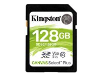 Kingston Canvas Select Plus - Flashhukommelseskort - 128 GB - Video Class V30 / UHS-I U3 / Class10 - SDXC UHS-I SDS2/128GB