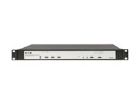 Eaton NetDirector 16-Port Cat5e KVM over IP Switch - Virtual Media, 2 Remote/1 Local User, HDMI Output, 1U Rack-Mount, TAA - KVM switch - CAT5/5e - 16 x KVM port(s) - 1 lokalbruger - 2 IP-brugere - monterbar på stativ - TAA-kompatibel B064-016-02-IPH