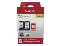 Canon PG-545 / CL-546 Value Pack - 2 pakker - 8 ml - sort, farve (cyan, magenta, gul) - original - hængekasse - blækpatron/papirsæt - for PIXMA iP2850, MG2450, MG2550, TR4550, TR4551 8287B008