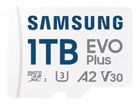 Samsung EVO Plus MB-MC1T0SA - Flashhukommelseskort (microSDXC til SD adapter inkluderet) - 1 TB - A2 / Video Class V30 / UHS-I U3 / Class10 - microSDXC UHS-I MB-MC1T0SA/EU