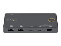 StarTech.com 2 Port Hybrid USB-A + HDMI & USB-C KVM Switch, Single 4K 60Hz HDMI 2.0 Monitor, Compact Desktop and/or Laptop HDMI KVM Switch, USB Bus Powered, Thunderbolt 3 Compatible - 2 Port HDMI KVM Switch (SV221HUC4K) - KVM / audio-switch - 2 x KVM / audio - desktop SV221HUC4K